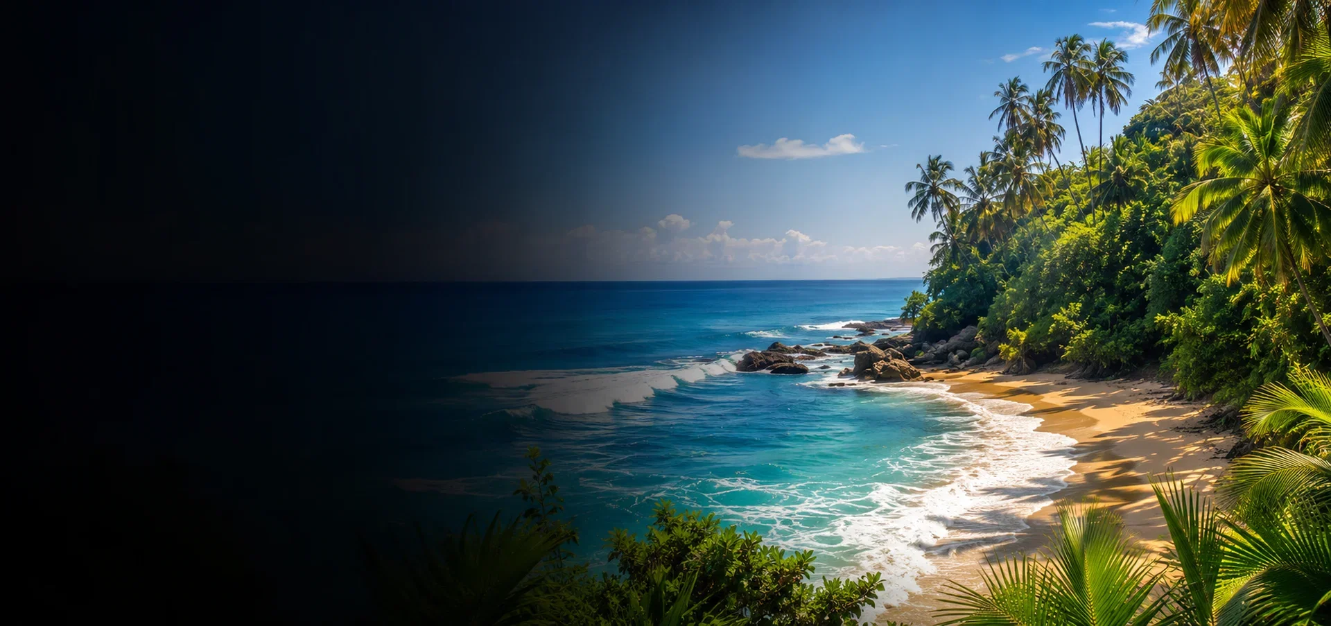 Central America cruise hero with rainforest, coastline, tropical water, and ancient ruins